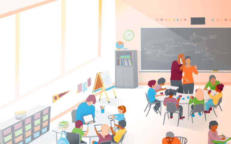 An illustration of teachers in a classroom