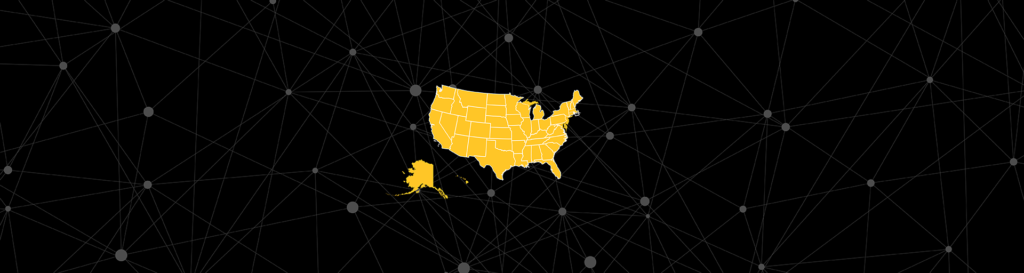 A map of the U.S. against a black background.
